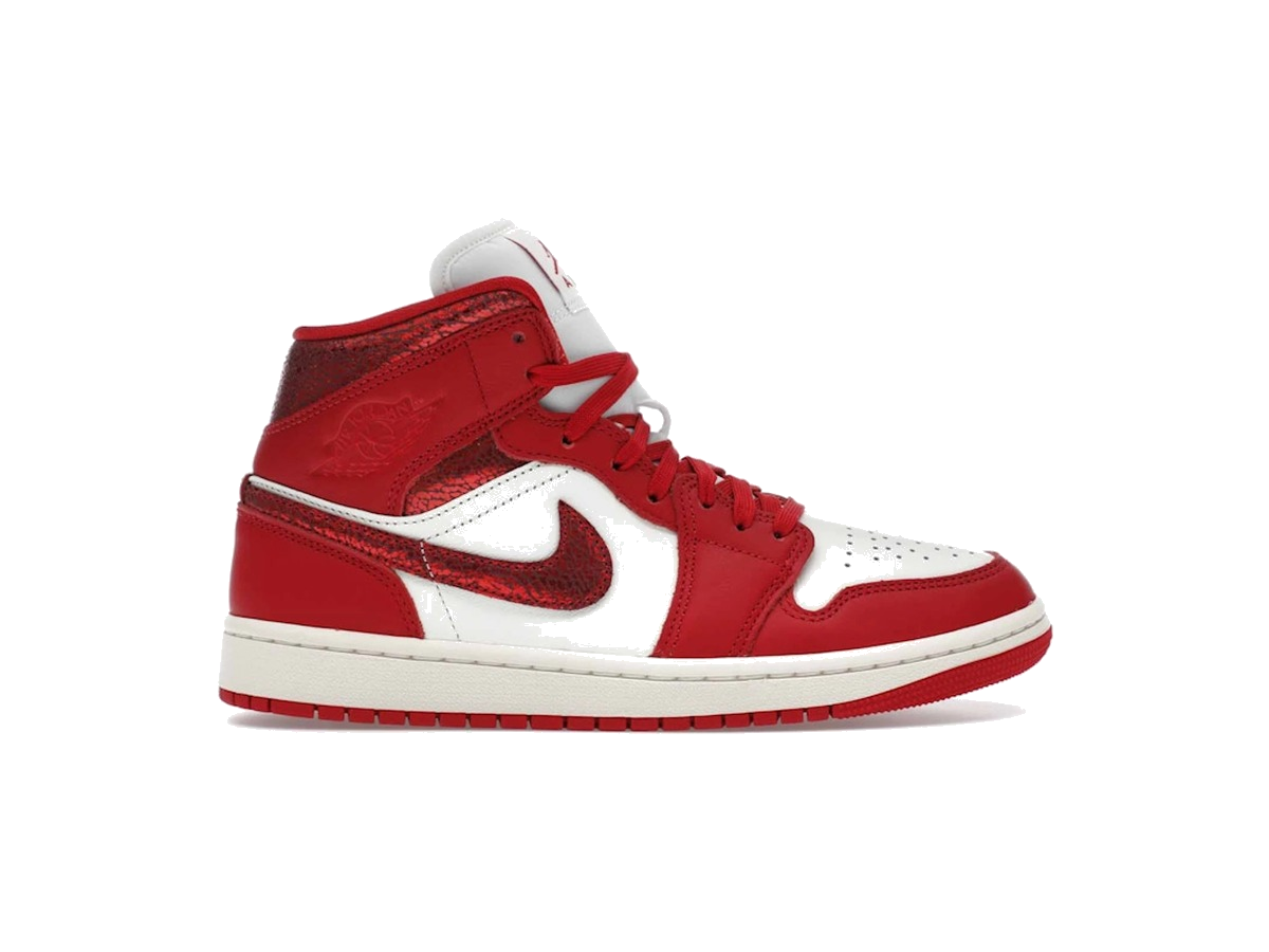 Jordan 1 Mid SE Red Cracked Leather (Women's)
