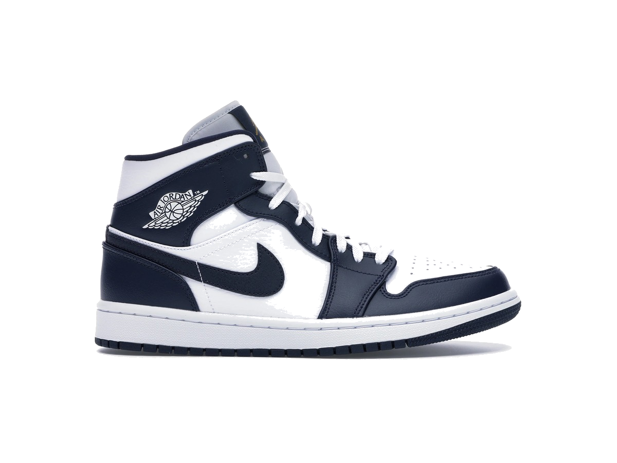 Jordan 1 Mid White Metallic Gold Obsidian