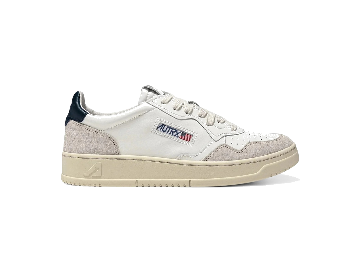 Autry Medalist Leather Low White Blue Beige