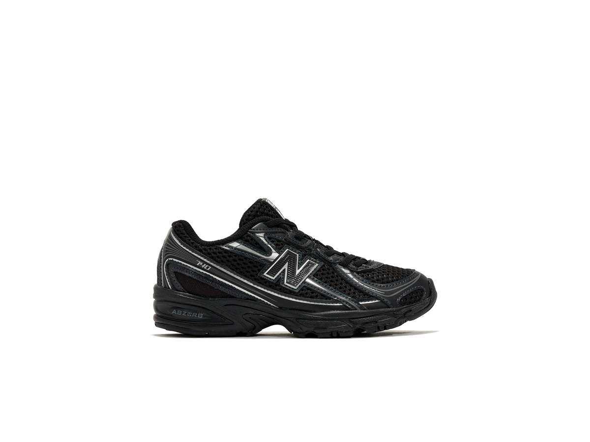 New Balance 740 Bungee Lace Black Grey Silver (PS)