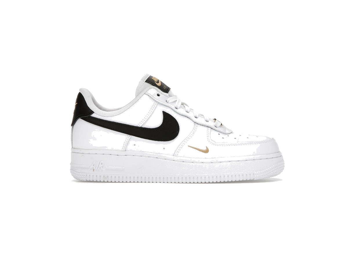 Nike Air Force 1 Low '07 Essential White Black Gold Mini Swoosh (Women's)