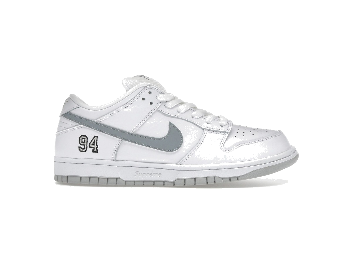Nike SB Dunk Low Supreme 94 White Metallic Silver