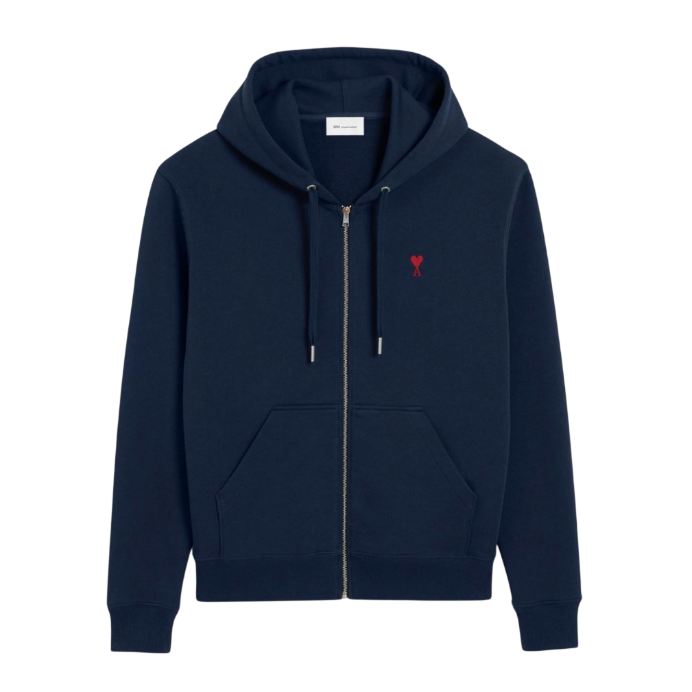 Hoodie Zippe Ami De Coeur Rouge Bleu en Coton – vue principale