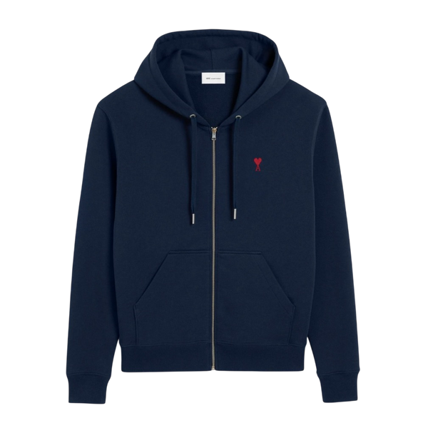 Hoodie Zippe Ami De Coeur Rouge Bleu en Coton – vue principale