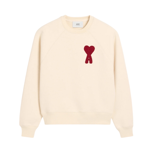 Sweatshirt Beige Patch Rouge Ami de Coeur En Coton – vue principale