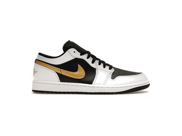 Jordan 1 Low White Black Metallic Gold Swoosh
