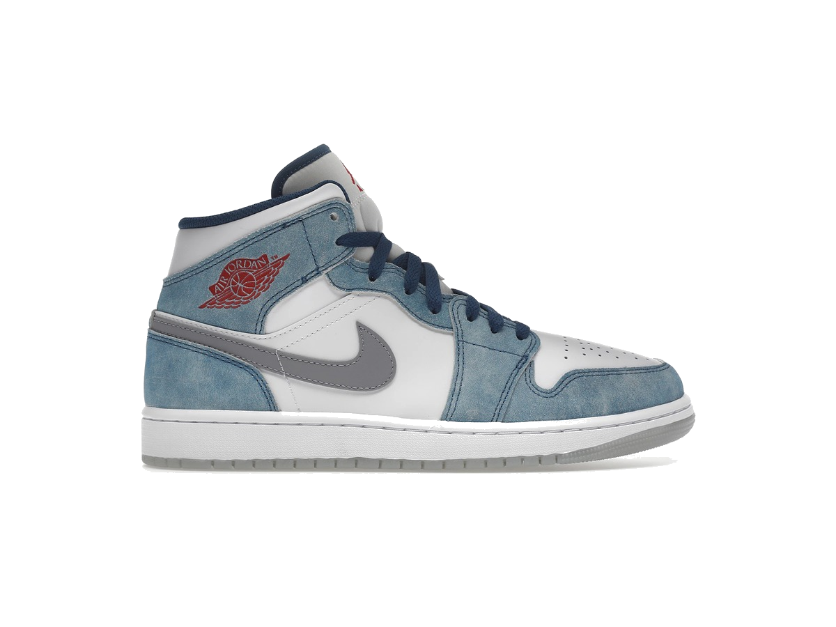 Jordan 1 Mid French Blue Fire Red