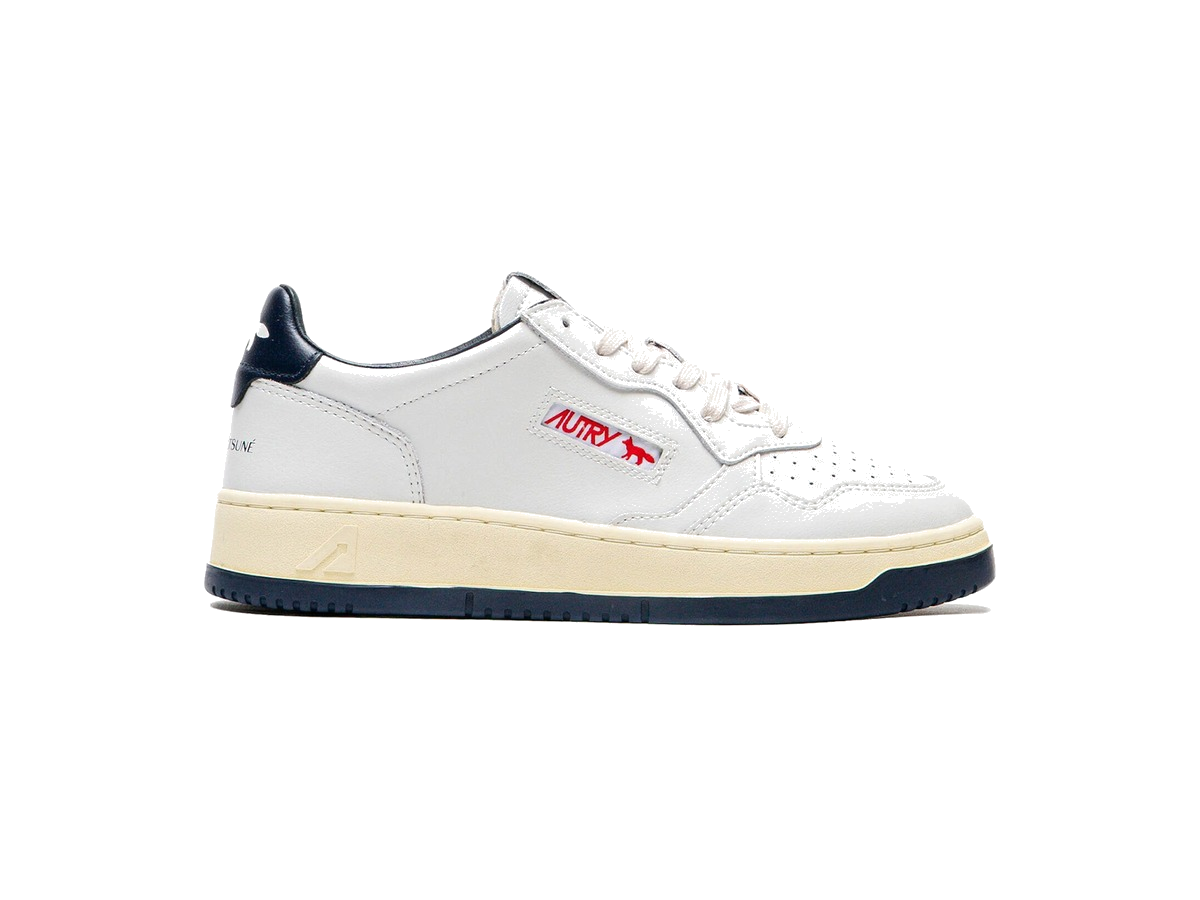 Autry Medalist Leather Low Maison Kitsuné White Navy
