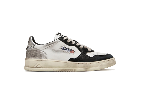 Autry Medalist Leather Low Super Vintage White Black Silver (Women's)