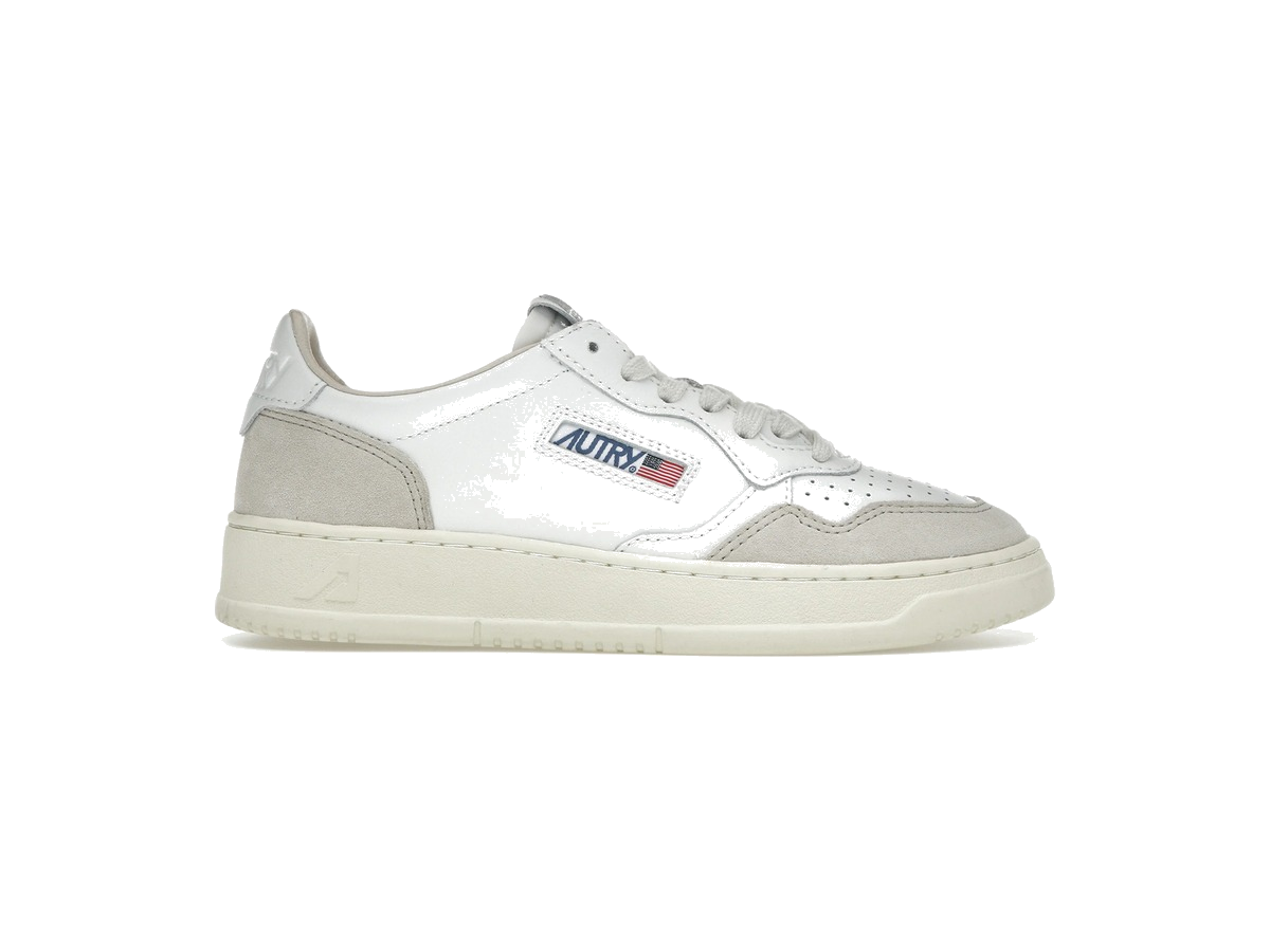 Autry Medalist Leather Low White Beige Suede (Women's)