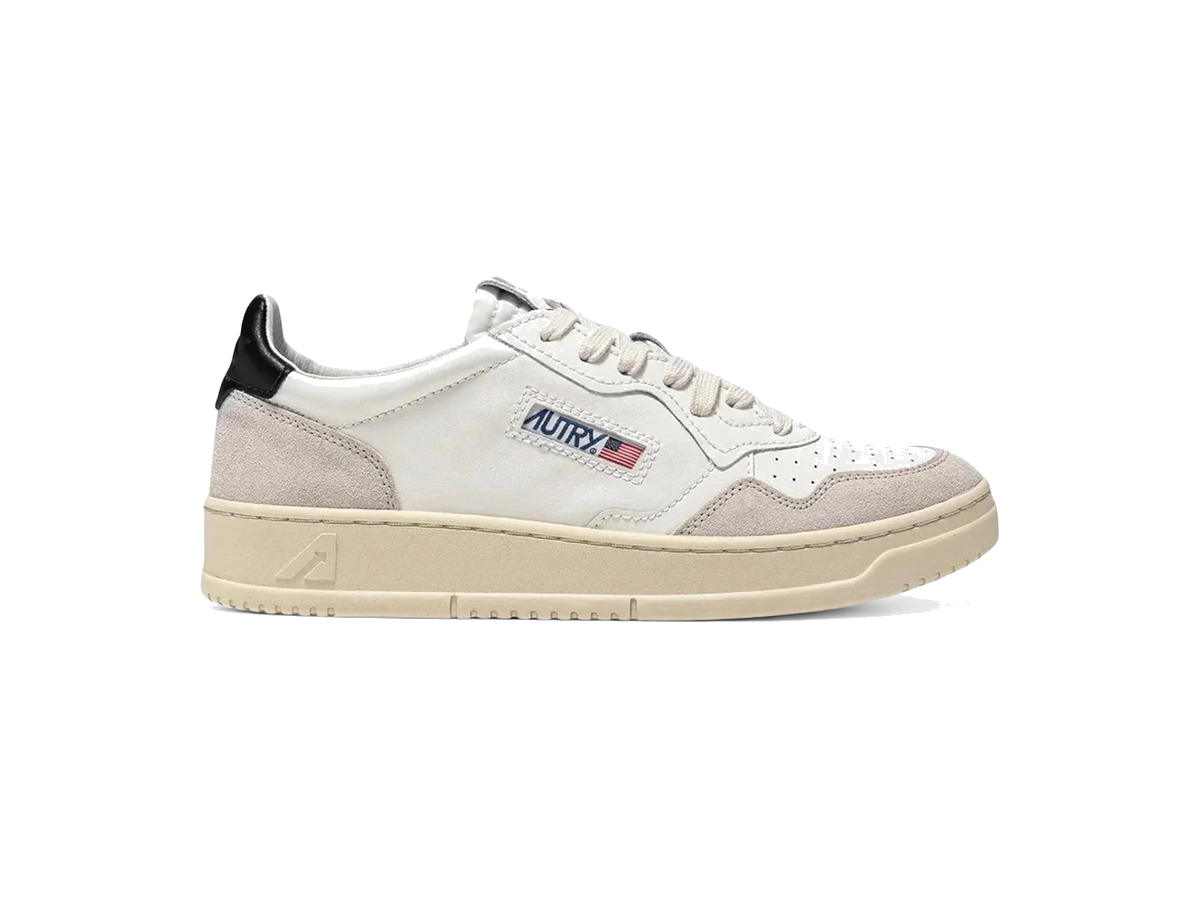 Autry Medalist Leather Low White Black Beige (Women's)