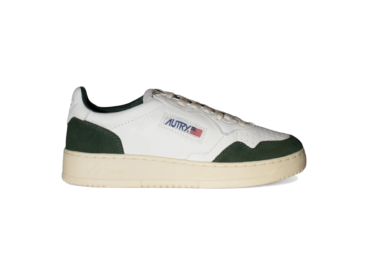 Autry Medalist Leather Low White Bottle Green