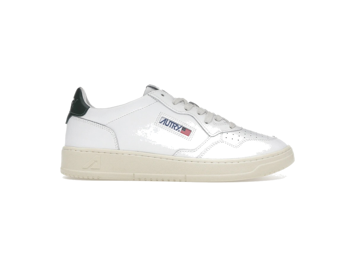 Autry Medalist Leather Low White Dark Green