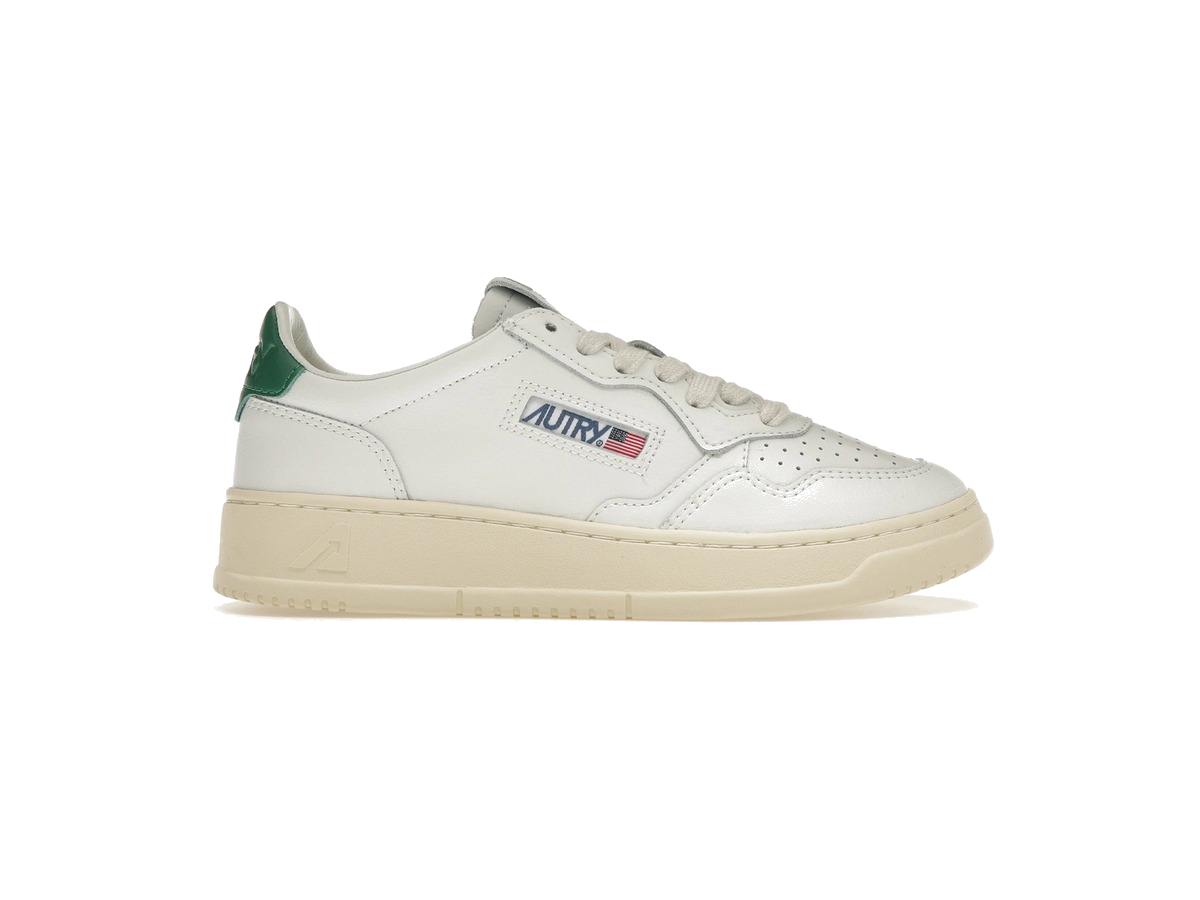 Autry Medalist Leather Low White Green (Women's)