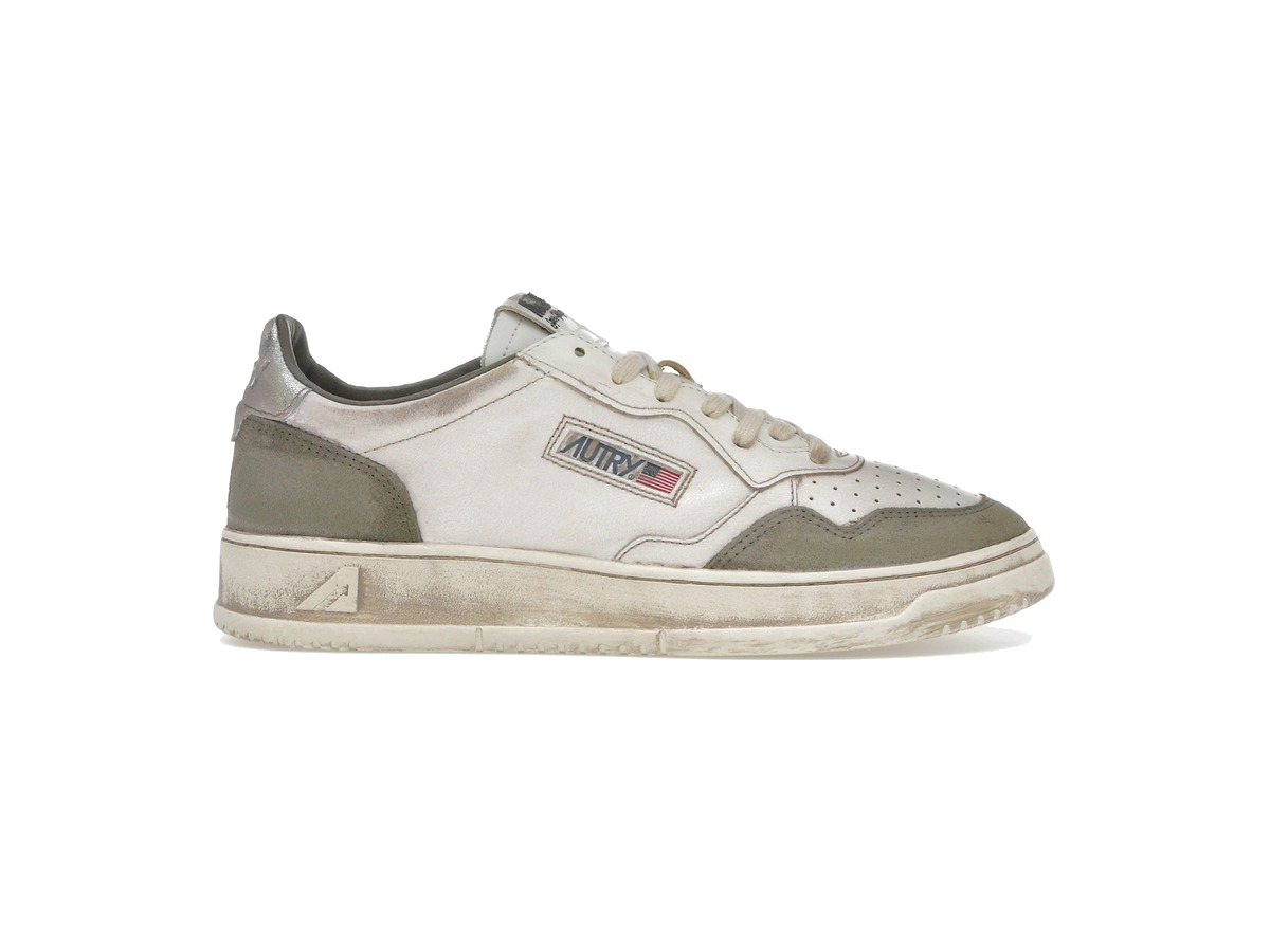 Autry Medalist Low Super Vintage White Silver Lizard