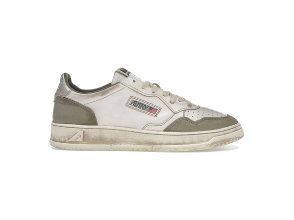 Autry Medalist Low Super Vintage White Silver Lizard