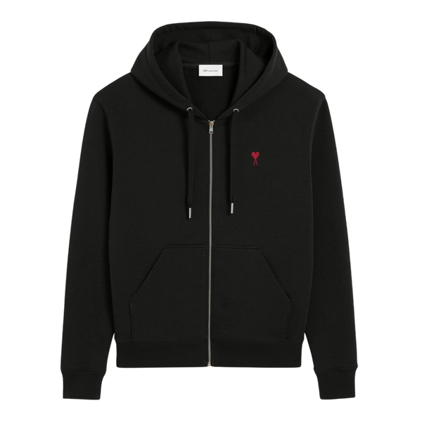 Hoodie Zippe Ami De Coeur Rouge Noir en Coton – vue principale