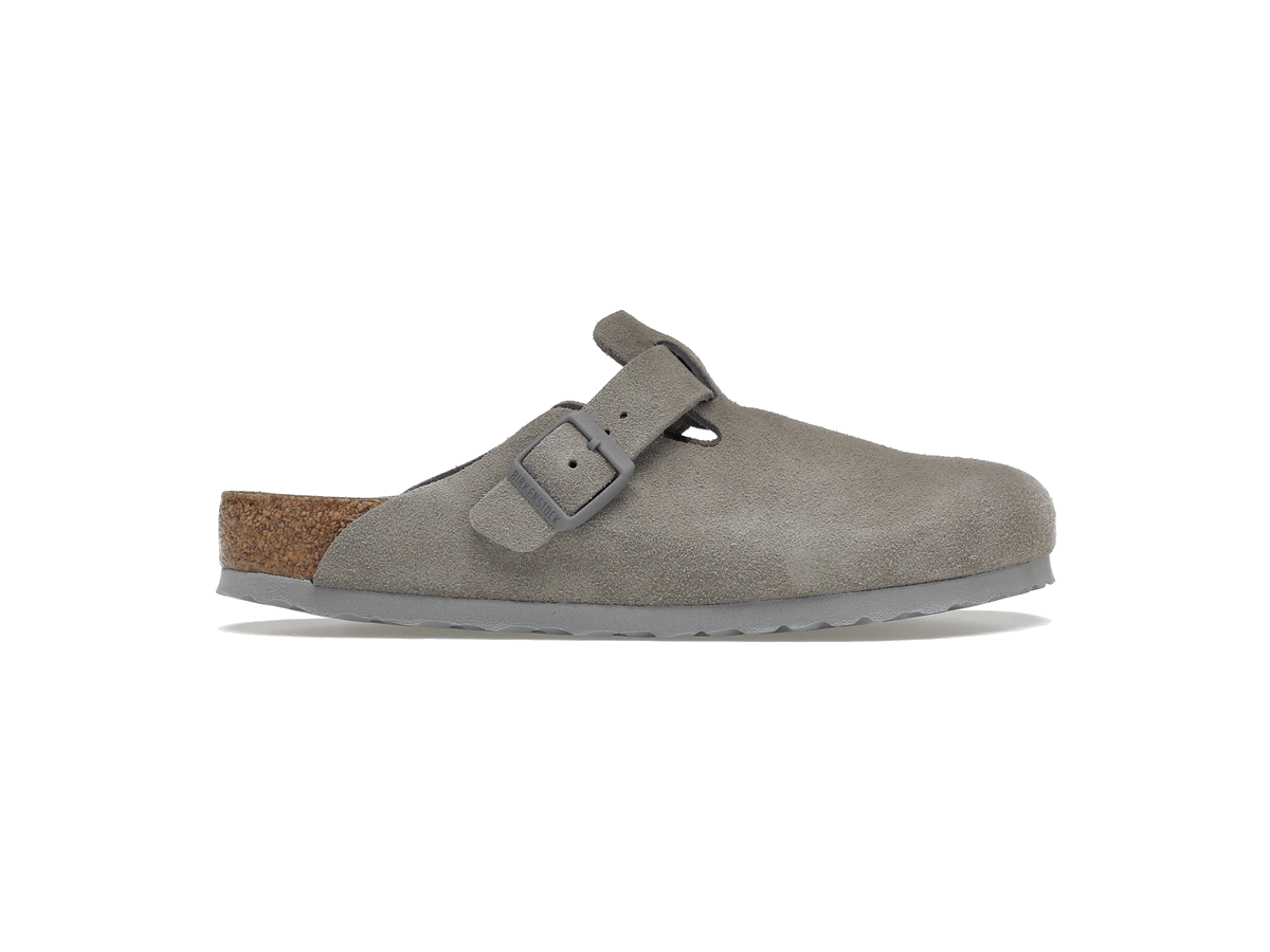 Birkenstock Boston Soft Footbed Suede Stone Coin