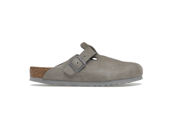 Birkenstock Boston Soft Footbed Suede Stone Coin