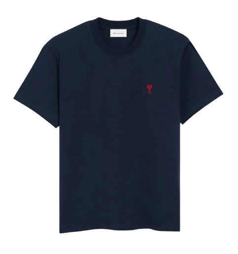 T-shirt Bleu Marine Ami de Coeur Rouge en Coton – vue principale