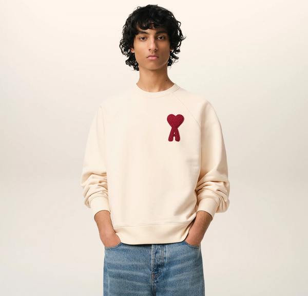Sweatshirt Beige Patch Rouge Ami de Coeur En Coton – vue 2