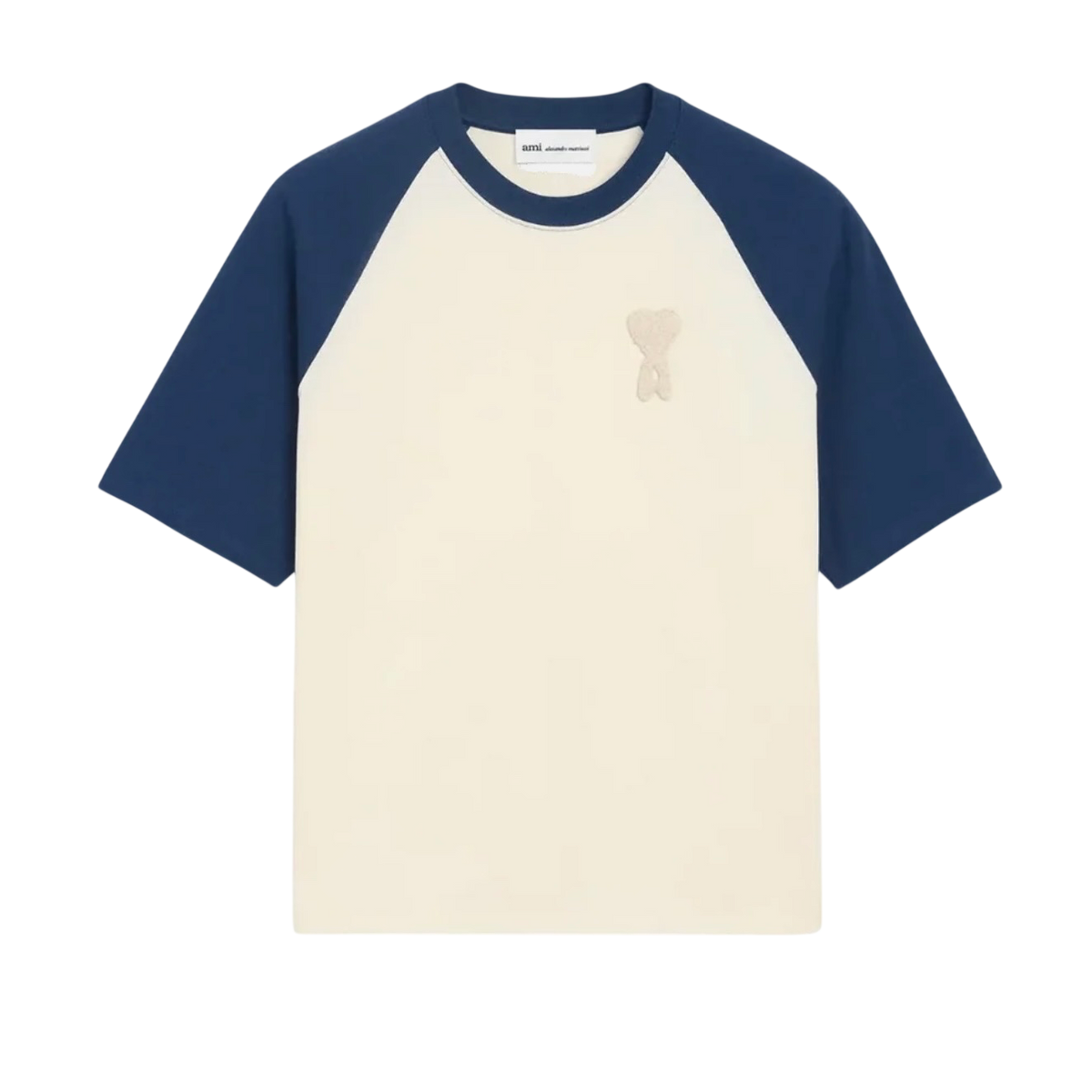 T-shirt Beige Patch Ami de Coeur Bicolore Marine – vue principale
