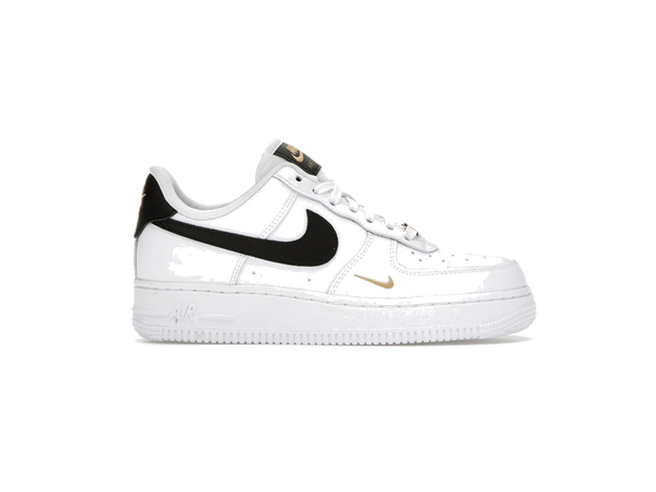 Nike Air Force 1 Low '07 Essential White Black Gold Mini Swoosh (Women's)