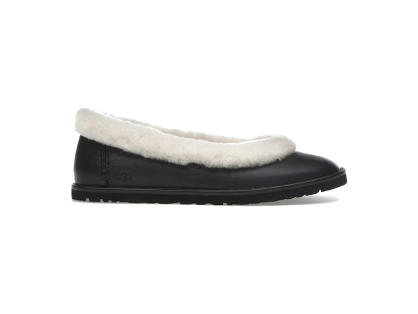 UGG Zora Leather Ballet Flat Black (Women's)