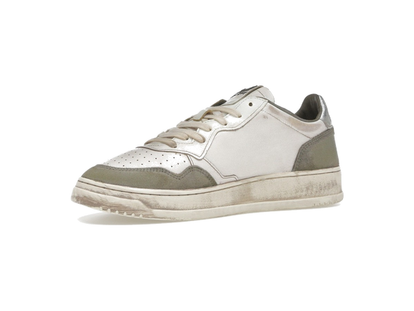 Autry Medalist Low Super Vintage White Silver Lizard