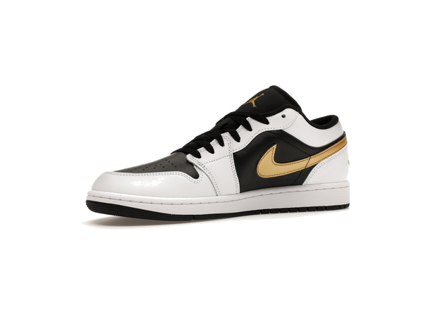 Jordan 1 Low White Black Metallic Gold Swoosh