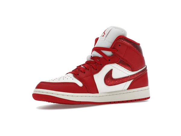 Jordan 1 Mid SE Red Cracked Leather (Women's)